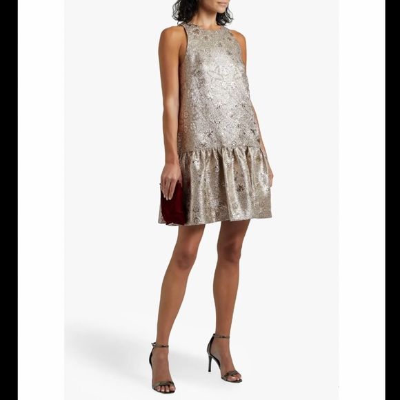 NWT LELA ROSE
Gathered metallic cloqué mini dress - Picture 1 of 6